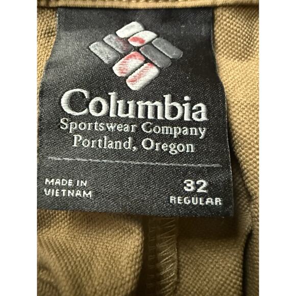 Columbia Mens 32 Regular Nylon Hiking Pants Tan Blue Trim Zip Pockets Outdoor - Picture 8 of 11